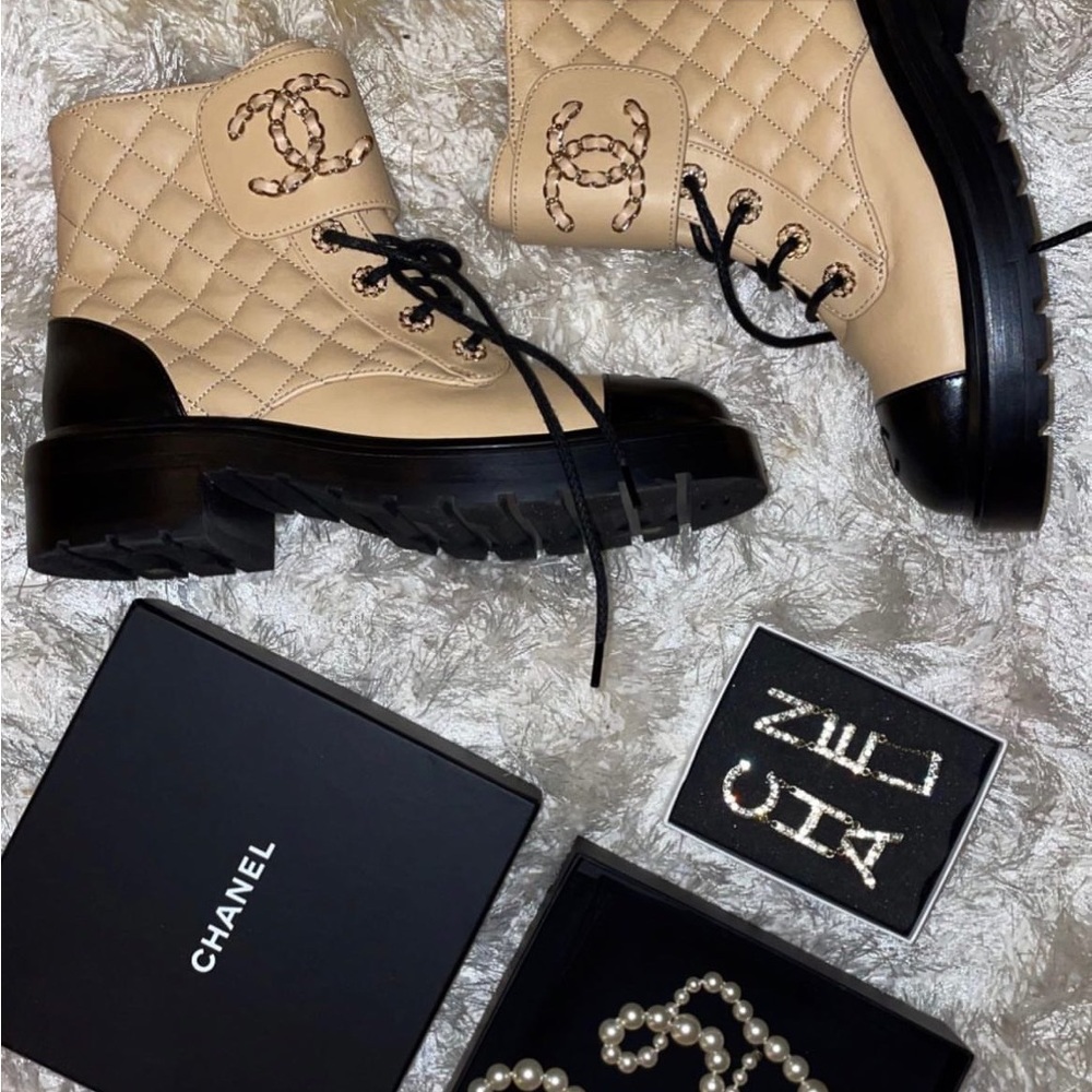 Chanel calfskin boots